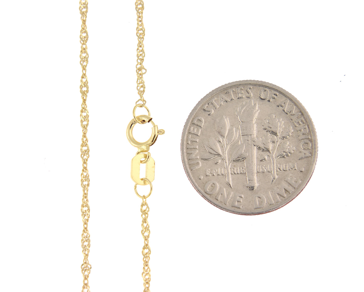 14k yellow gold 1.10mm singapore twisted bracelet anklet necklace choker pendant chain