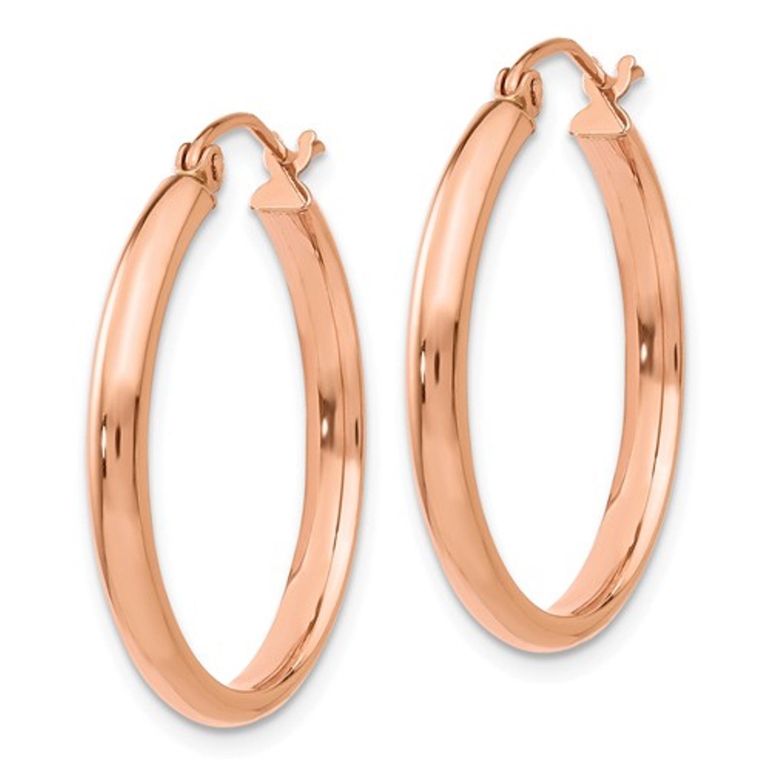 14K Rose Gold Classic Round Hoop Earrings 25mm x 2.75mm