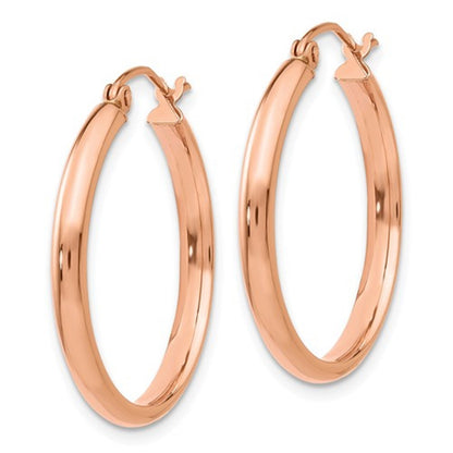 14k rose gold classic round hoop earrings 25mm x 2.75mm