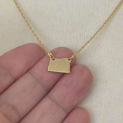 14k Gold 10k Gold Silver Oregon OR State Map Necklace Heart Personalized City