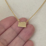 Load and play video in Gallery viewer, 14k Gold 10k Gold Silver Oregon OR State Map Necklace Heart Personalized City

