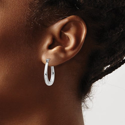 14k white gold fancy classic hoop earrings 17mm