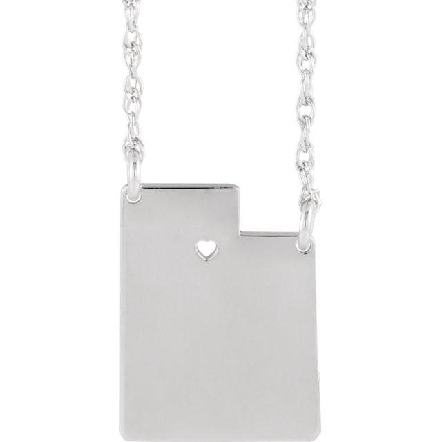 14k gold 10k gold silver utah ut state map necklace heart personalized city