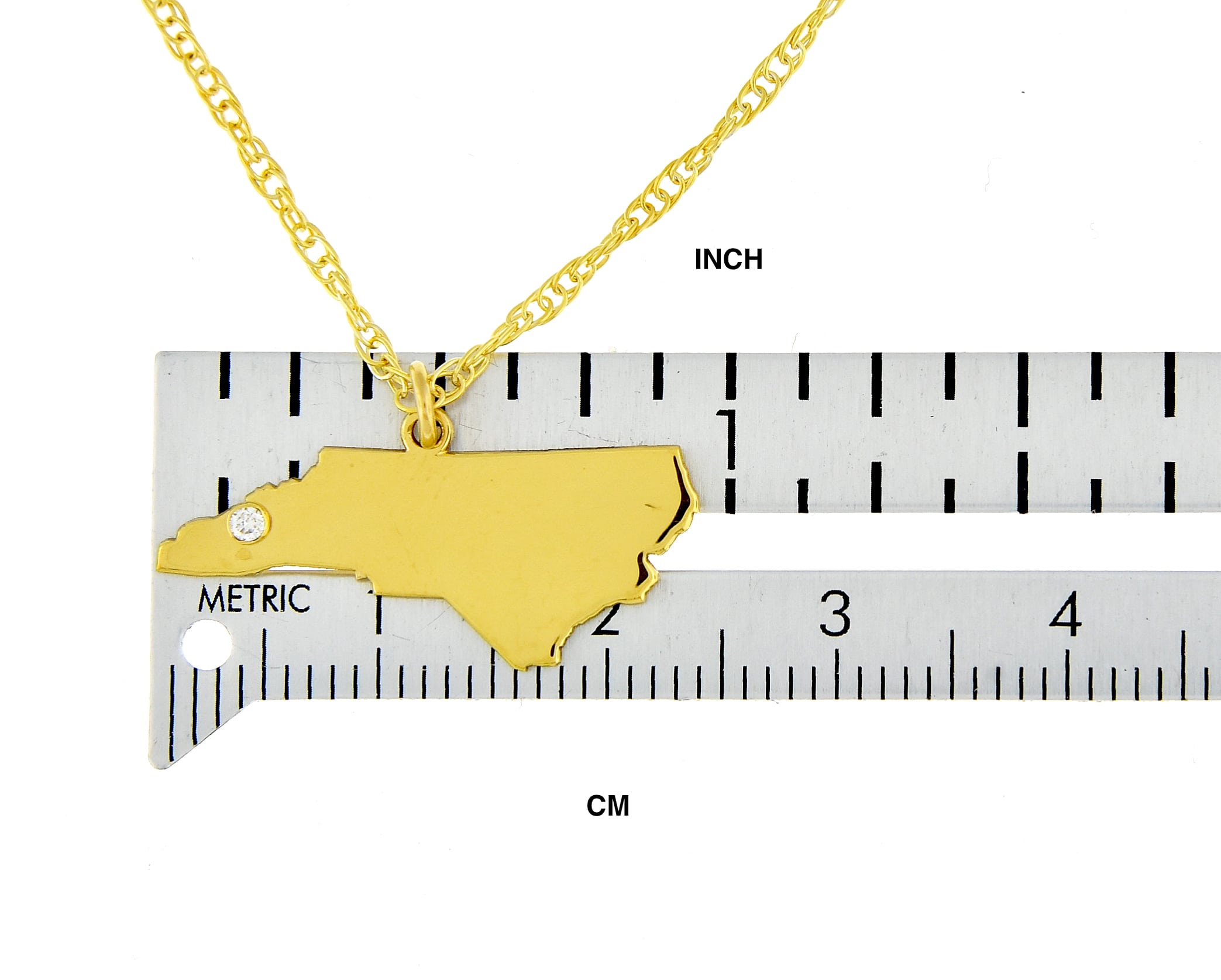 14k 10k Yellow Rose White Gold Diamond Silver North Carolina NC State Map Personalized City Necklace