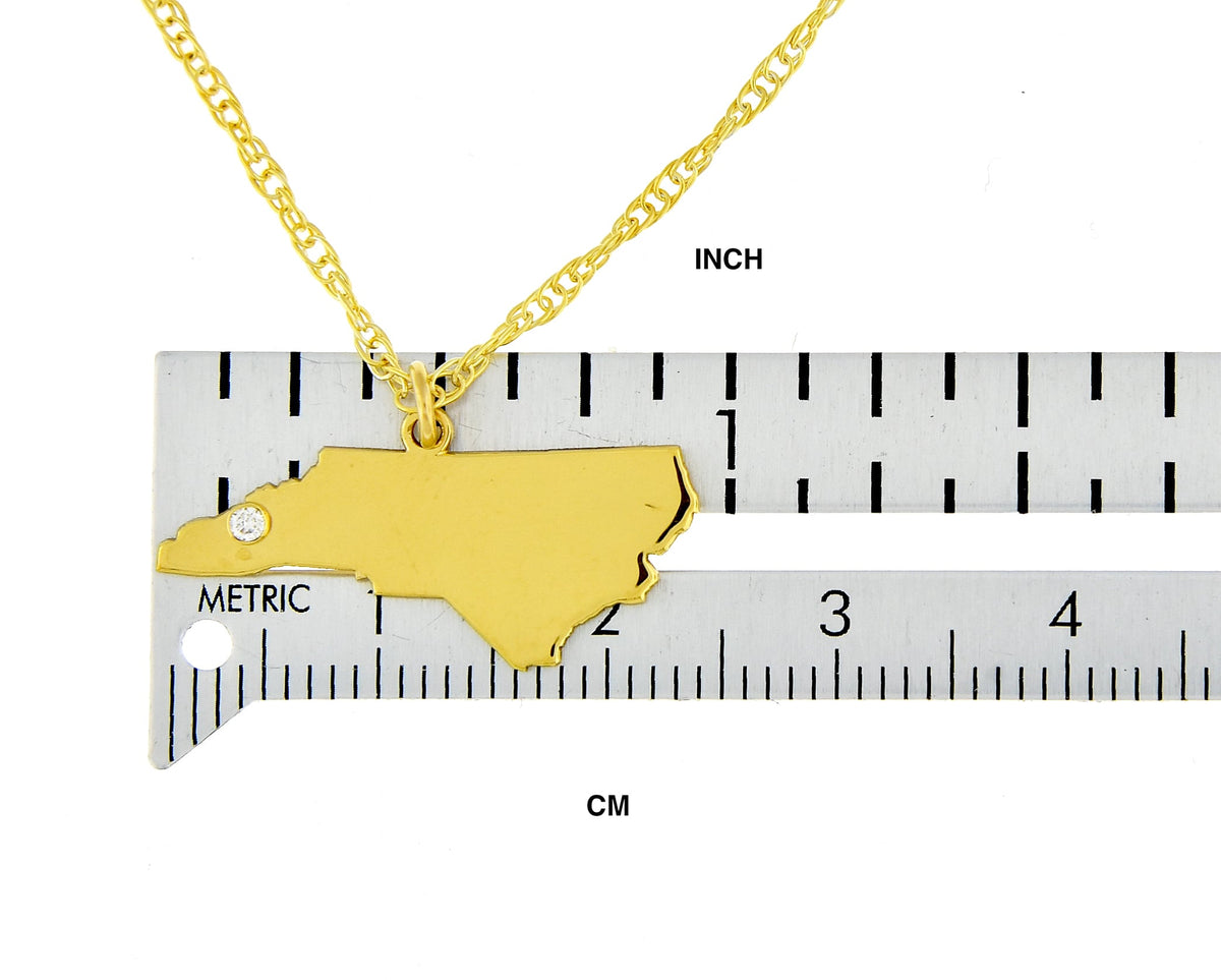 14k 10k yellow rose white gold diamond silver north carolina nc state map personalized city necklace