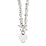 Kép betöltése a galériamegjelenítőbe: Sterling Silver Heavyweight Heart Tag Charm Toggle Necklace or Bracelet Custom Engraved Personalized Monogram
