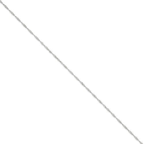 14k white gold 1.7mm singapore twisted bracelet anklet choker necklace pendant chain