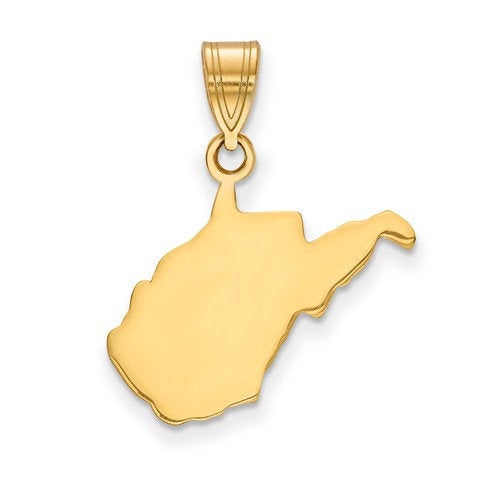 14k gold or sterling silver west virginia wv state map pendant charm personalized monogram