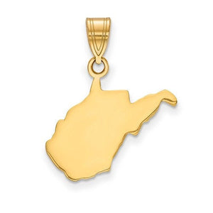 14k gold or sterling silver west virginia wv state map pendant charm personalized monogram