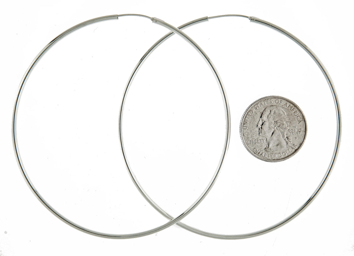 sterling silver 3 inch round endless hoop earrings 78mm x 2mm