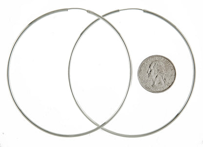 sterling silver 3 inch round endless hoop earrings 78mm x 2mm