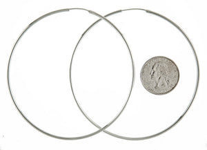 Sterling Silver 3 inch Round Endless Hoop Earrings 78mm x 2mm