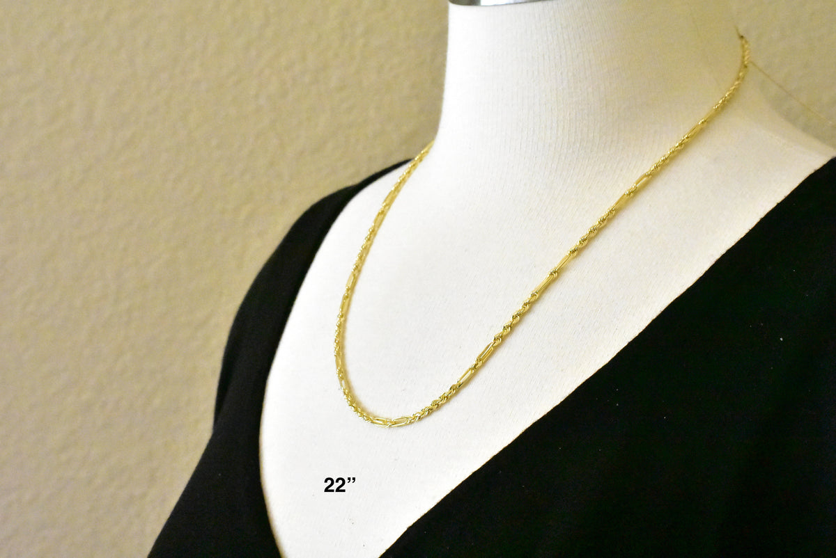 14k yellow gold 3mm diamond cut milano rope bracelet anklet necklace pendant chain
