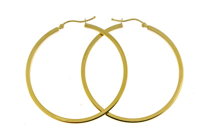 14k yellow gold square tube round hoop earrings 45mm x 2mm