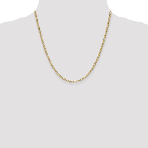 14k yellow gold 2.5mm lightweight figaro bracelet anklet choker necklace chain