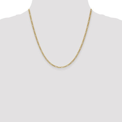14k yellow gold 2.5mm lightweight figaro bracelet anklet choker necklace chain