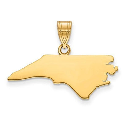 14k gold or sterling silver north carolina nc state map pendant charm personalized monogram