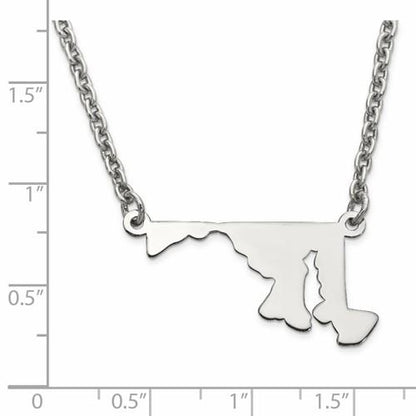 14k gold or sterling silver maryland md state name necklace personalized monogram