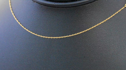 14k Yellow Gold 0.5mm Thin Cable Rope Necklace Choker Pendant Chain