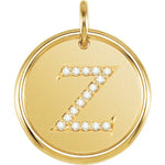 Load image into Gallery viewer, 14K Yellow Rose White Gold Genuine Diamond Uppercase Letter Z Initial Alphabet Pendant Charm Custom Made To Order Personalized Engraved
