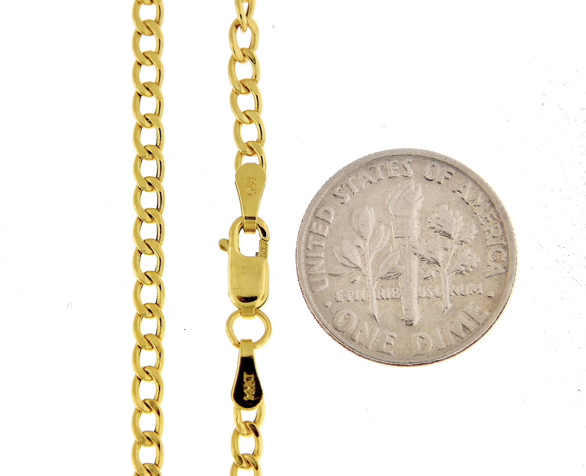 14k yellow gold 2.85mm curb link bracelet anklet choker necklace pendant chain