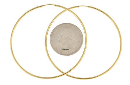 14k yellow gold large classic endless round hoop earrings 55mm x 1.5mm