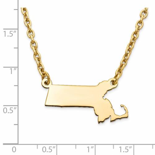 14k gold or sterling silver massachusetts ma state name necklace personalized monogram