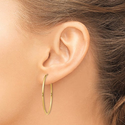 14k yellow gold round endless hoop earrings 30mm x 1.25mm