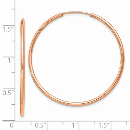 14k rose gold classic endless round hoop earrings 38mm x 1.5mm