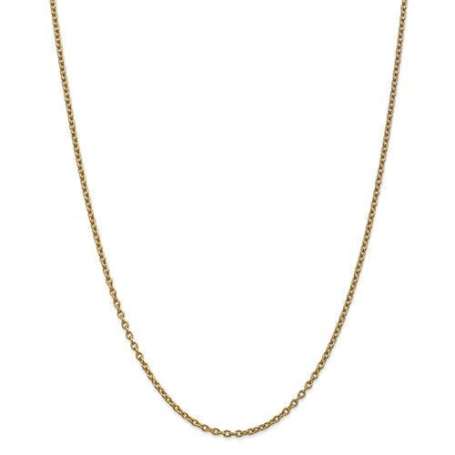 14k yellow gold 2.4mm round open link cable bracelet anklet choker necklace pendant chain