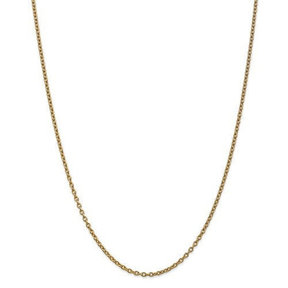 14k yellow gold 2.4mm round open link cable bracelet anklet choker necklace pendant chain