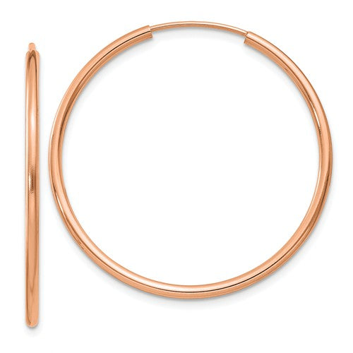 14k Rose Gold Classic Endless Round Hoop Earrings 30mm x 1.5mm