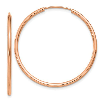 14k rose gold classic endless round hoop earrings 30mm x 1.5mm