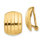Kép betöltése a galériamegjelenítőbe: 14k Yellow Gold Non Pierced Clip On Huggie J Hoop Ribbed Earrings
