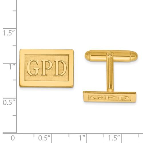 14k yellow 14k white gold sterling silver rectangle cufflinks cuff links personalized monogram