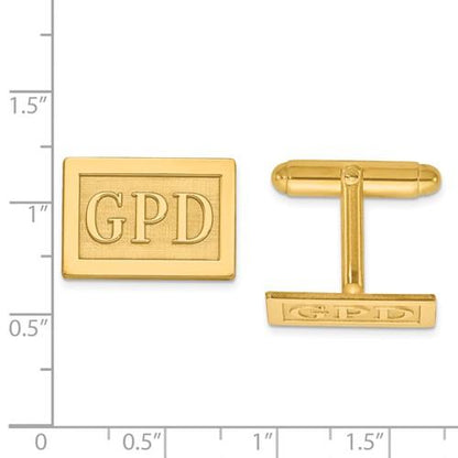 14k yellow 14k white gold sterling silver rectangle cufflinks cuff links personalized monogram