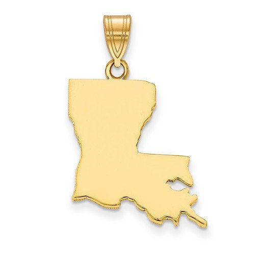 14k gold or sterling silver louisiana la state map pendant charm personalized monogram