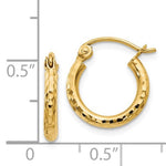 將圖片載入圖庫檢視器 14k Yellow Gold Diamond Cut Classic Round Hoop Earrings 12mm x 2mm
