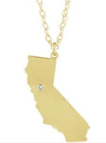 이미지를 갤러리 뷰어에 로드 , 14k 10k Yellow Rose White Gold Diamond Silver California  CA State Map Personalized City Necklace
