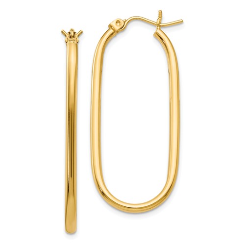 14k yellow gold large oval tube hoop earrings 40mm x 17mm x 2mm
