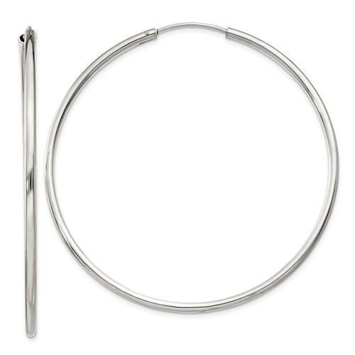 sterling silver 2 inch round endless hoop earrings 53mm x 2mm