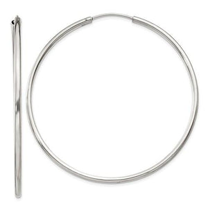sterling silver 2 inch round endless hoop earrings 53mm x 2mm