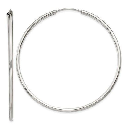 sterling silver 2 inch round endless hoop earrings 53mm x 2mm