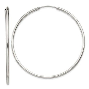 Sterling Silver 2 inch Round Endless Hoop Earrings 53mm x 2mm