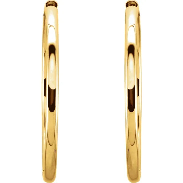 14k solid yellow rose white gold 34.2mm round endless hinged hoop earrings custom made to order