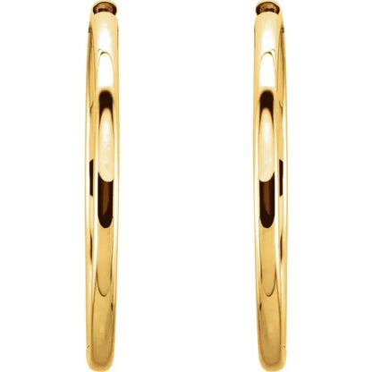 14k solid yellow rose white gold 34.2mm round endless hinged hoop earrings custom made to order