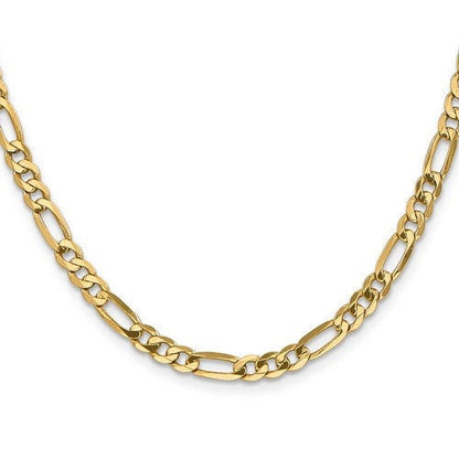 14k yellow gold 4.75mm flat figaro bracelet anklet choker necklace pendant chain
