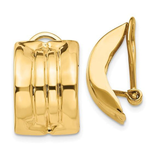 14k yellow gold non pierced clip on j hoop earrings