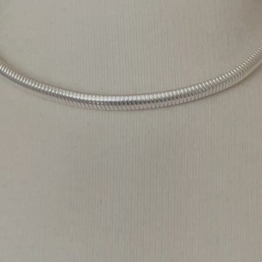 Sterling Silver 6mm Reversible Round to Flat Omega Cubetto Choker Necklace Pendant Chain