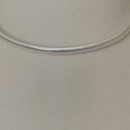 Sterling Silver 6mm Reversible Round to Flat Omega Cubetto Choker Necklace Pendant Chain